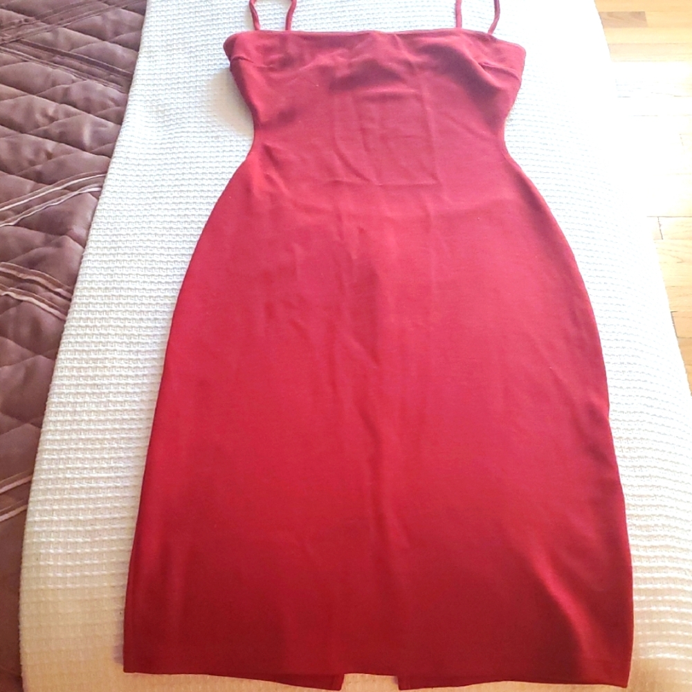 Arden B Elegant Red Open Back Bodycon Dress
